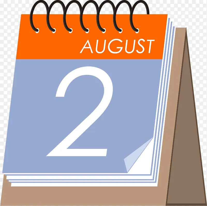 八月份矢量浅褐色日历