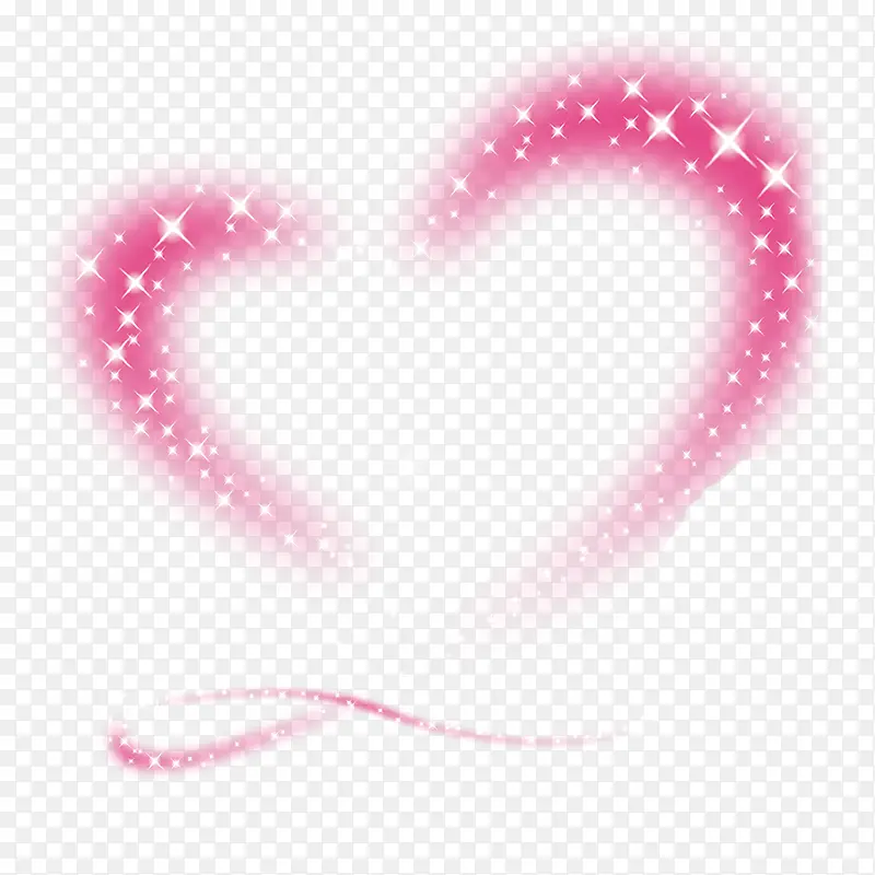 粉红色闪光心形线框透明png