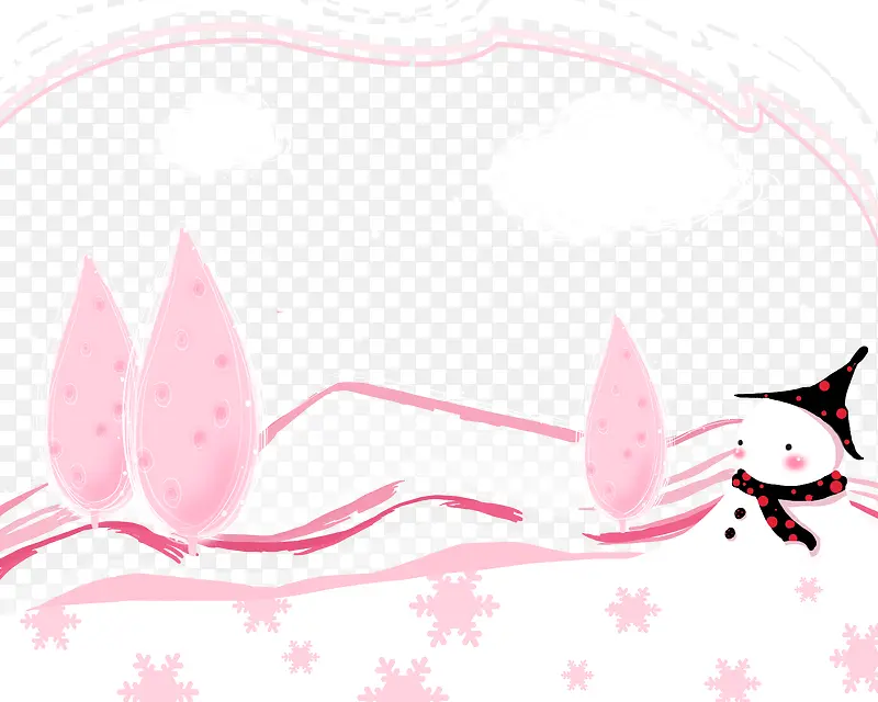 粉色雪景