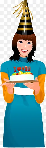 卡通手绘小女孩生日