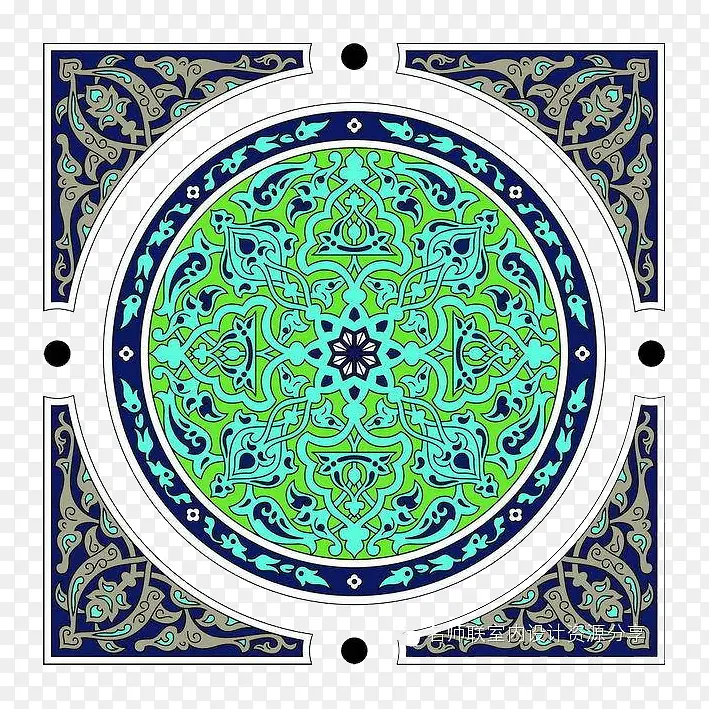 伊斯兰风格的方形地毯花纹