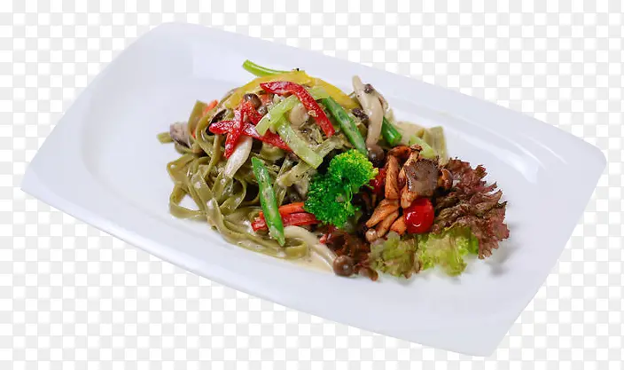 野菇时蔬白酱宽面