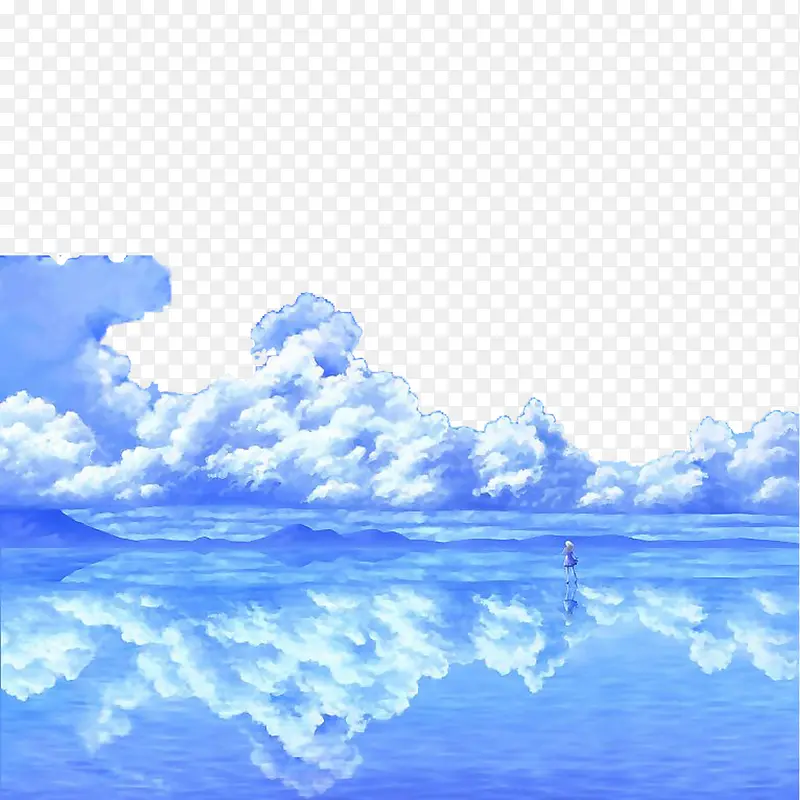 二次元蓝色白云天空