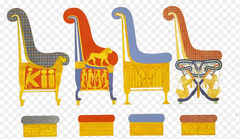 手绘古埃及帝皇座椅图片