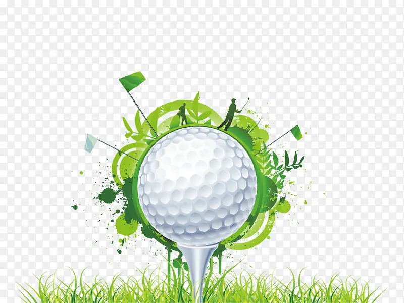 绿色清新创意高尔夫插画