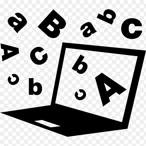 计算机与漂浮的字母标志图标