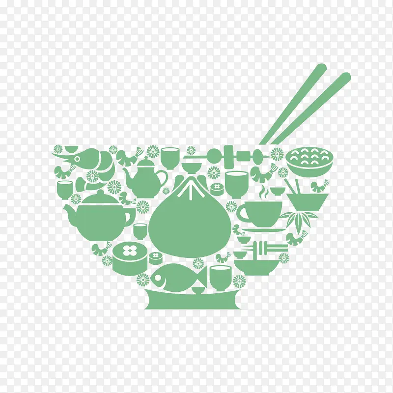 绿色的碗筷