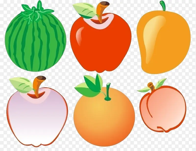 卡通西瓜苹果芒果橘子水果