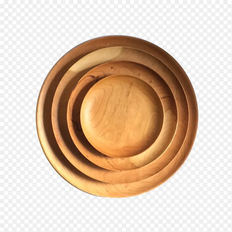 一摞实木碗盘