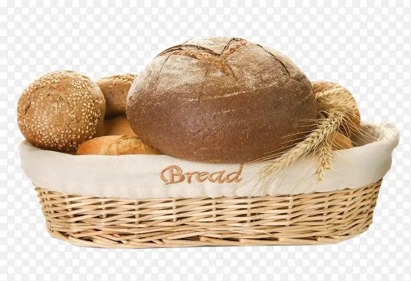 篮子里装着的各种面包