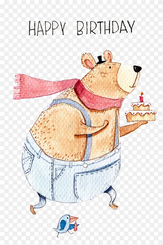 蛋糕小熊儿童插画