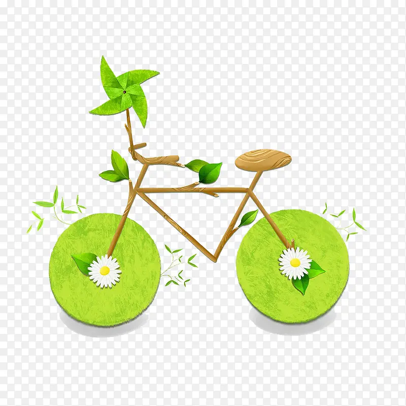 绿色创意自行车插画
