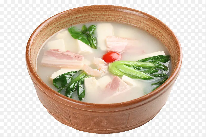 白色豆腐青菜五汤料理