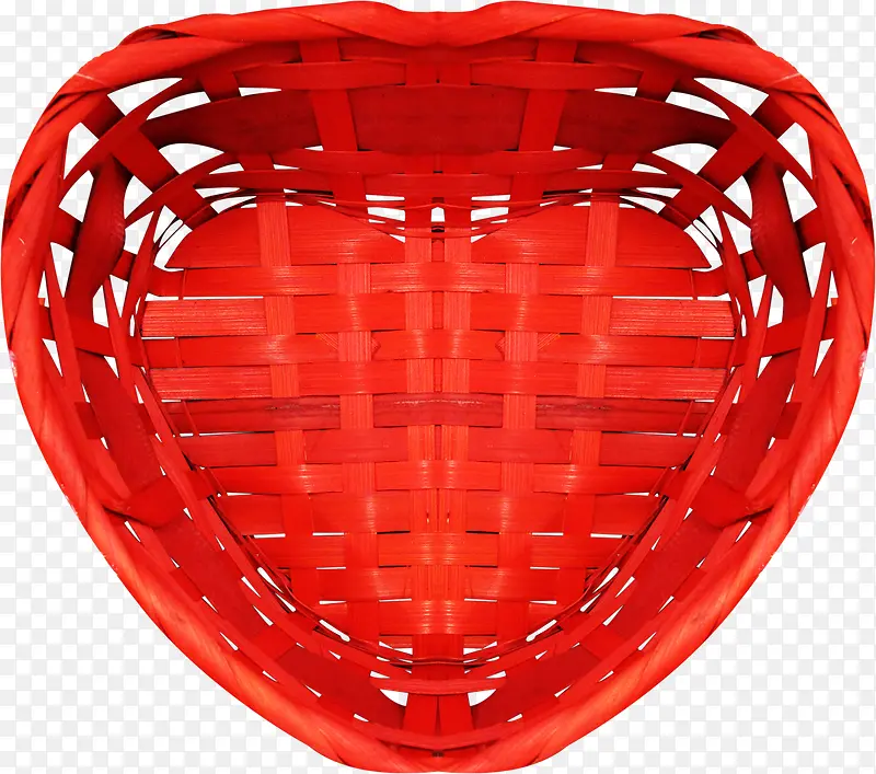 创意竹编红色 心形篮子