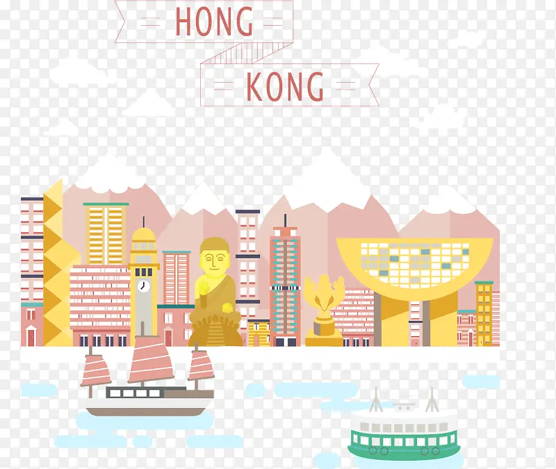 香港旅游矢量素材