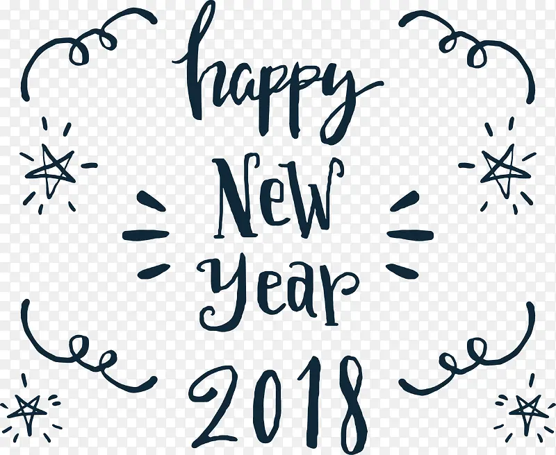 深蓝色英文新年快乐