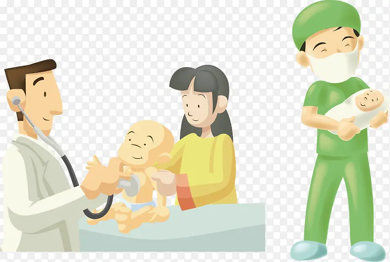 生孩子卡通医生