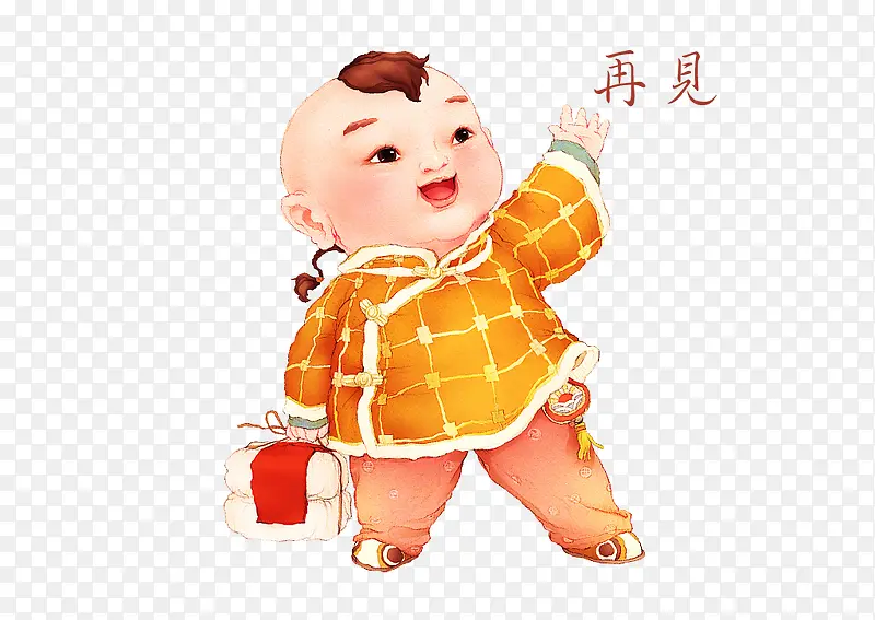 中国福娃娃挥手再见