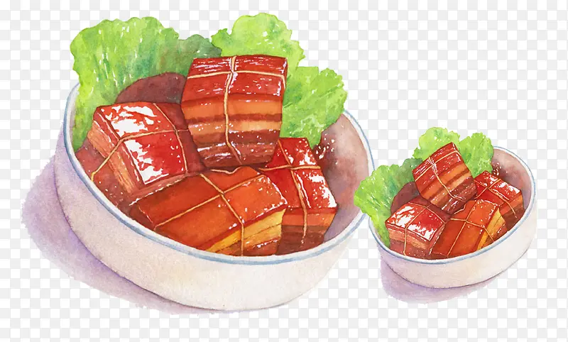 中国菜手绘东坡肉美食