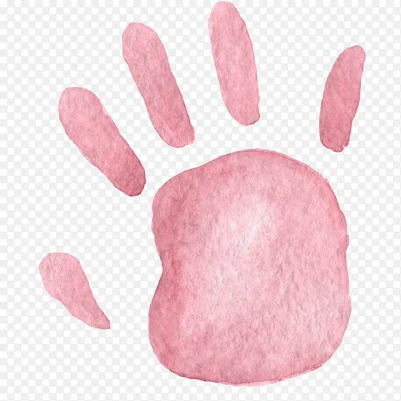 手绘水彩粉色手掌印