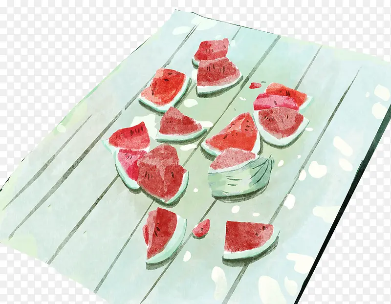 手绘水彩装饰插图夏天西瓜