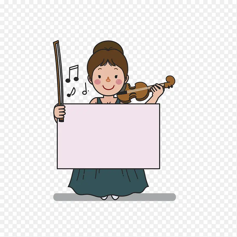 手绘小提琴女孩