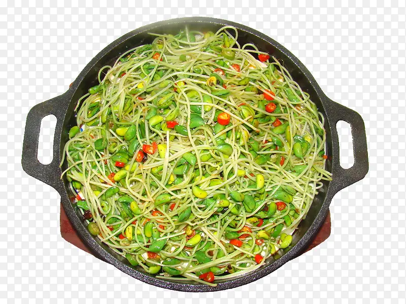 铁锅烧豆芽
