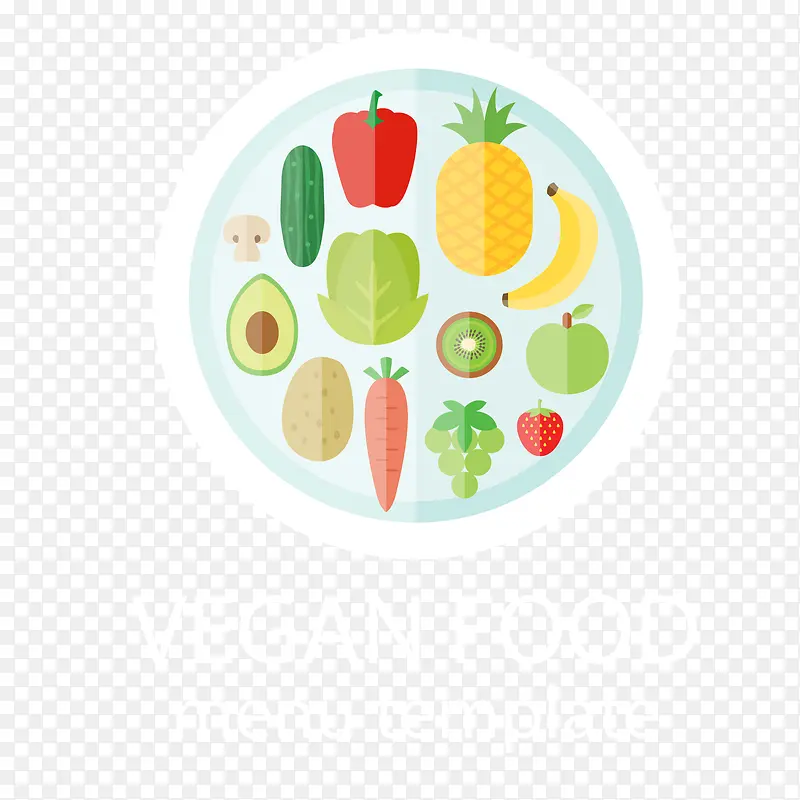 扁平化素食菜单设计矢量