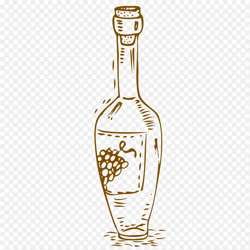 葡萄酒瓶西餐厅宣传用素材手绘
