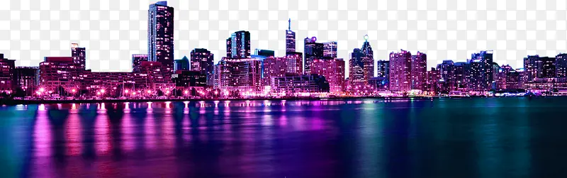 紫色河边城市海报背景七夕情人节