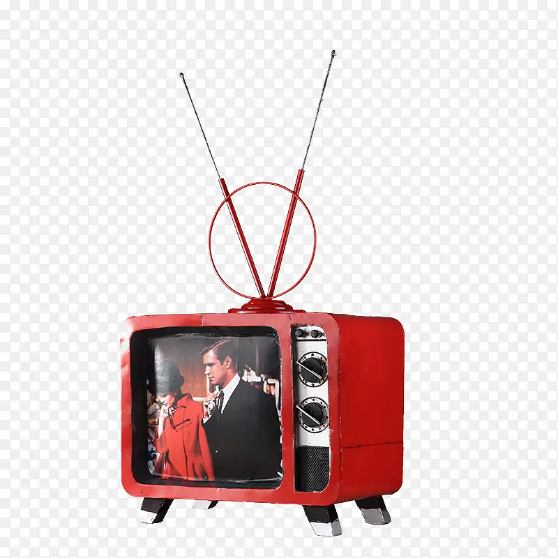 复古红色电视机模型