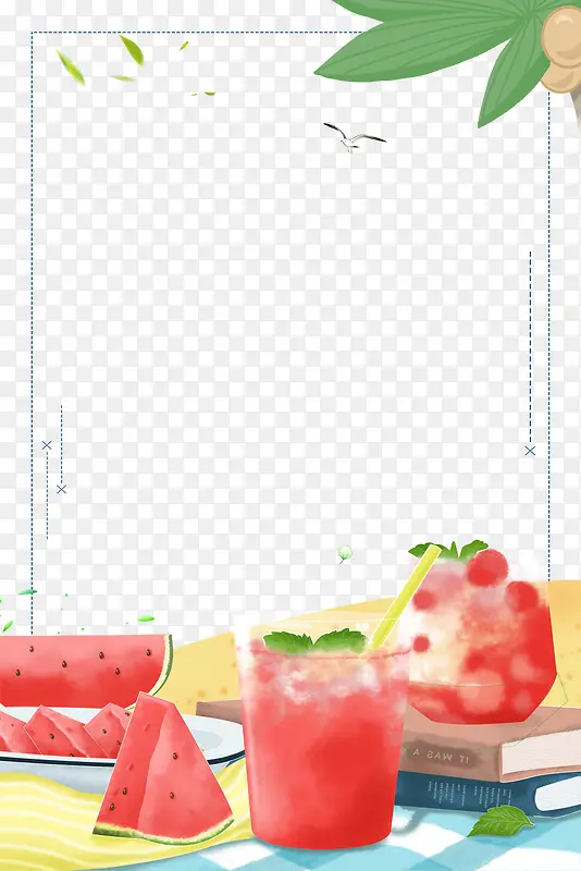 夏日清凉果汁主题边框