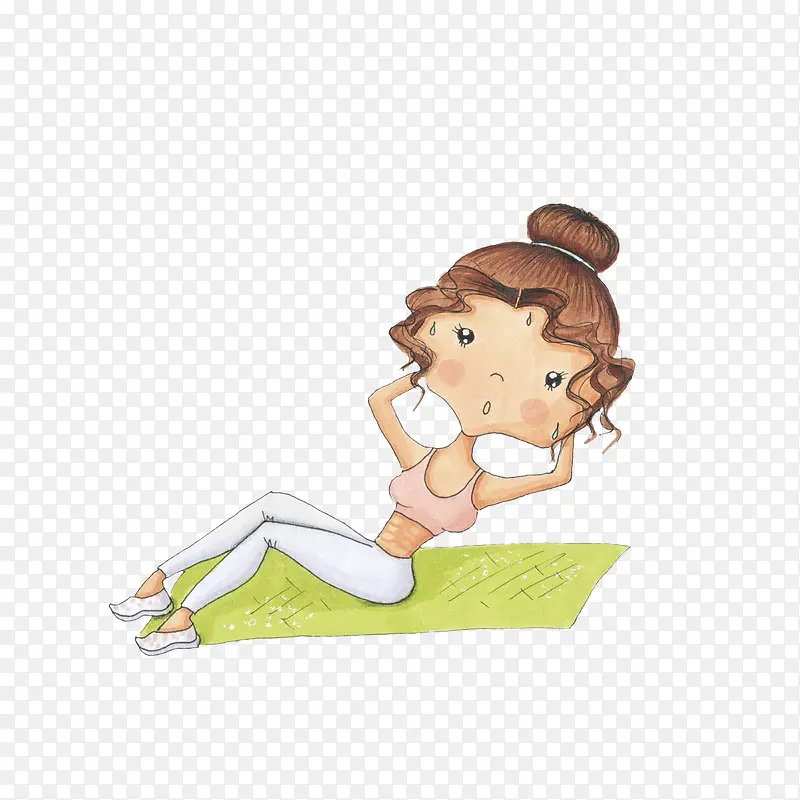 卡通做仰卧起坐的女孩素材PNG图片素材下载_图片编号qzaxwldy-免抠素材网