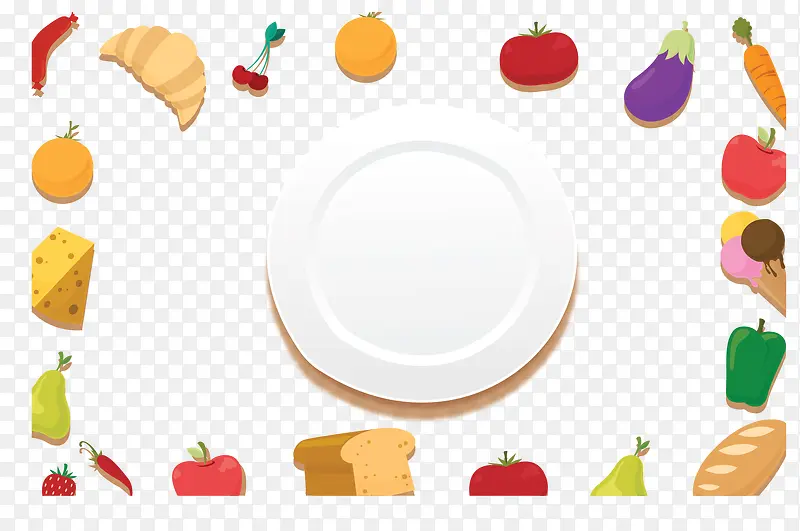 白色盘子食物边框