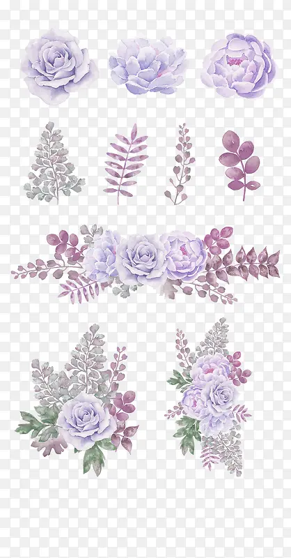 淡紫色清新花朵装饰图案