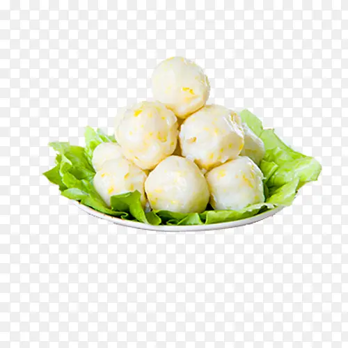 盘子中的丸子和生菜
