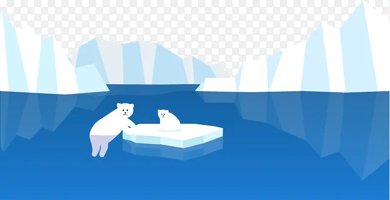 矢量冰川北极熊