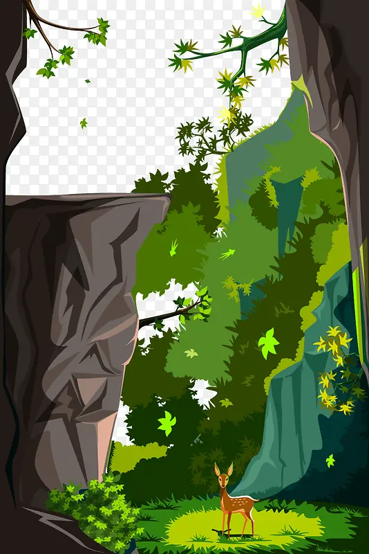 绿色简约悬崖装饰图案