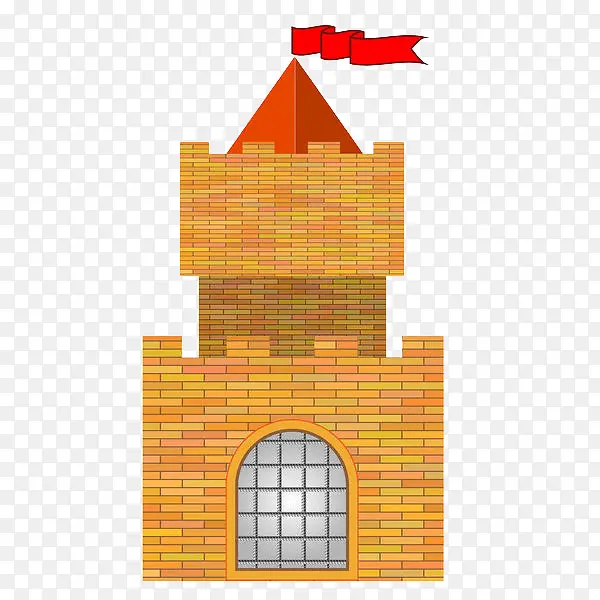 塔上面的红色旗帜