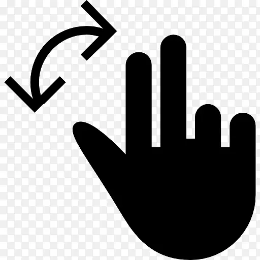 旋转的手势符号两手指黑色手图标