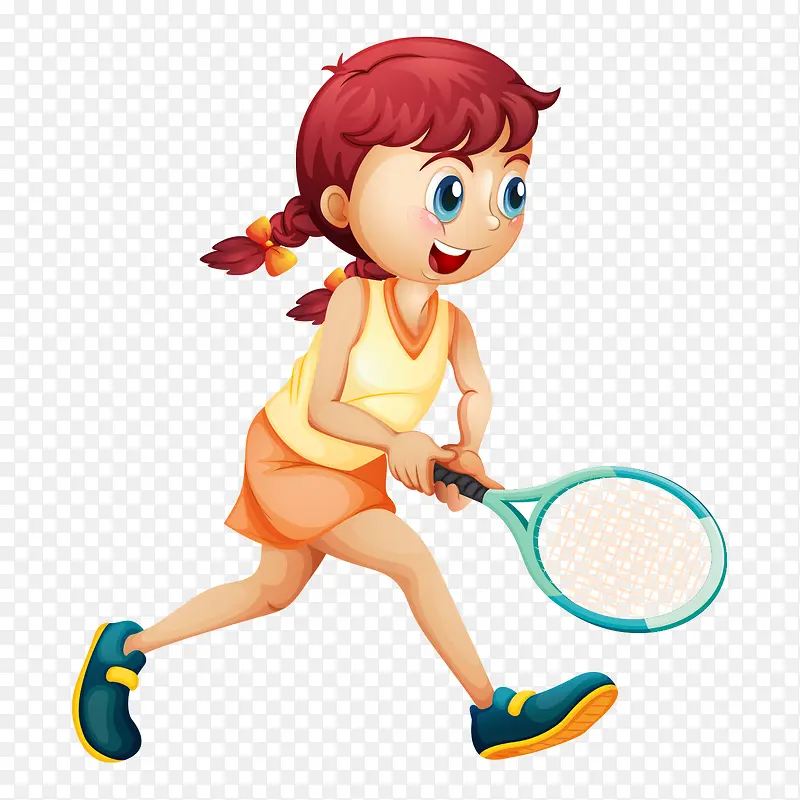 卡通风格儿童玩耍网球