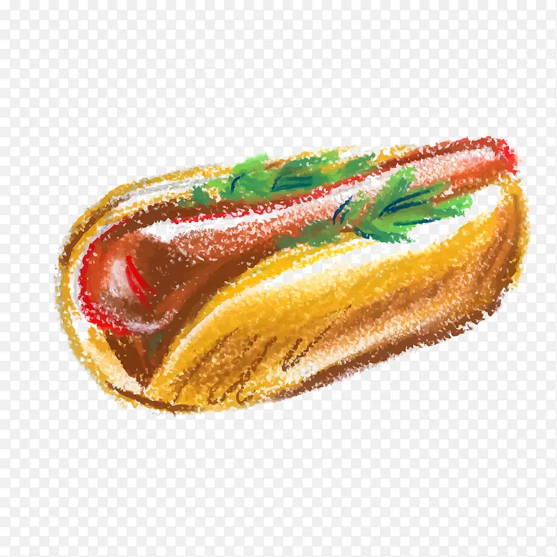 水彩手绘热狗面包食物设计