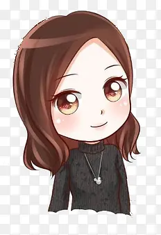 低头凝望小女孩Q图