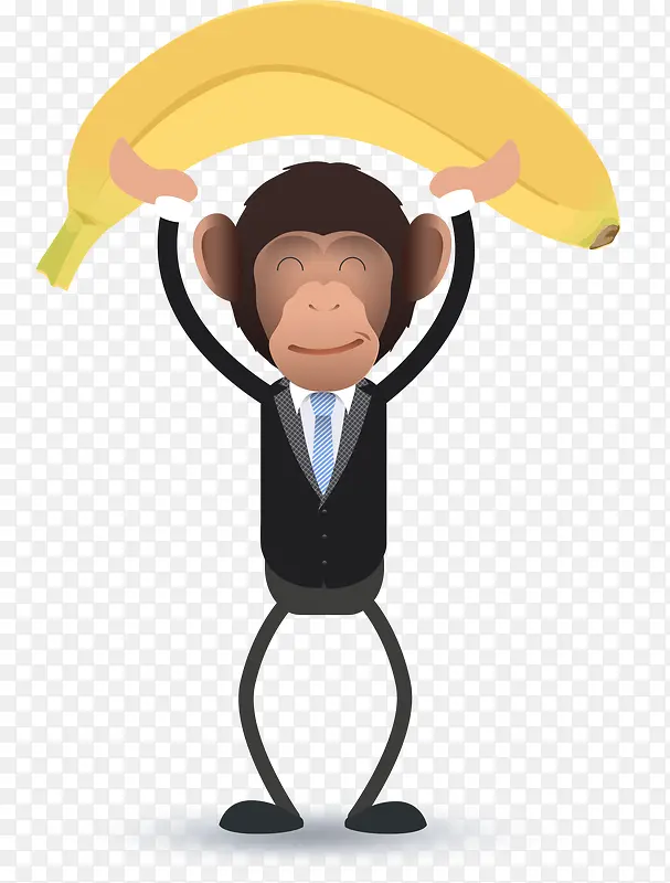 矢量手绘拿香蕉的猴子