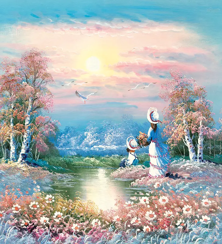 田园人物插画