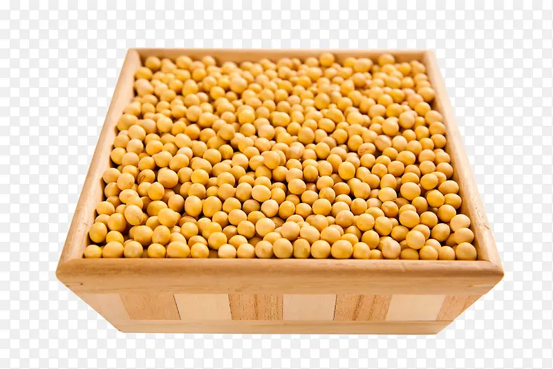 方形木箱里的黄豆