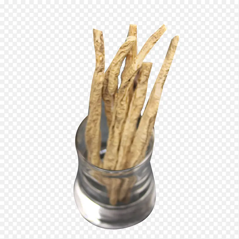 玻璃瓶里的党参段