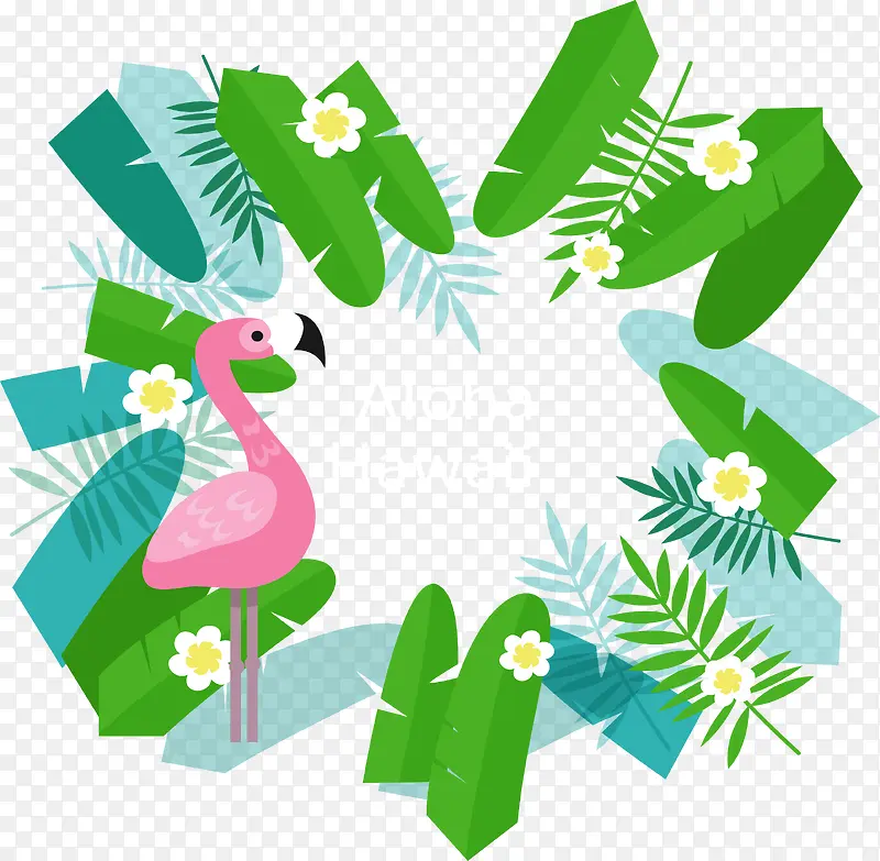 火烈鸟椰子树标题框