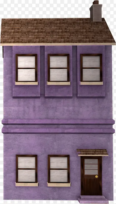 卡通紫色墙壁房子