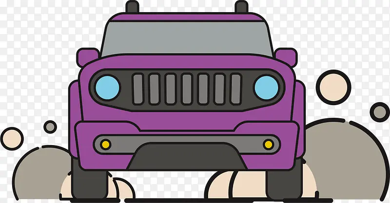 沙尘中紫色汽车